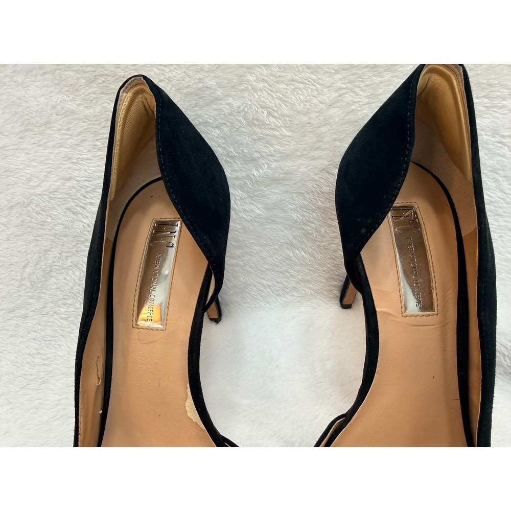 INC Kenjay Teal Suede D'Orsay Pumps Stiletto Heel Quiet Luxury Office Chic Heels - Picture 4 of 7